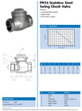 Stainless Steel 316 BSPP Swing Check Valve
