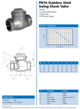 STAINLESS STEEL 316 BSPP SWING CHECK VALVE